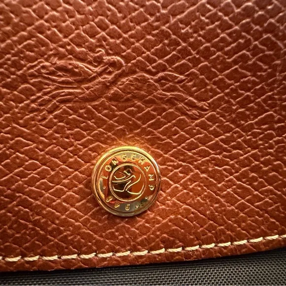 Longchamp Le Pliage Classic Large Gray Tote with Brown Leather Trim - Picture 6 of 10